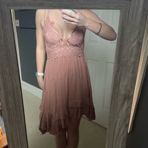 Free People Lace Detail Dress in Rust